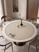 이탈리아 LP 원형 식탁보 와비사비 스타일 세탁 가능 방수 및 내유 커피 테이블 화상 방지 및 고온 방지 테이블 보호 테이블 매트 - 이미지 2