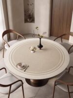 이탈리아 LP 원형 식탁보 와비사비 스타일 세탁 가능 방수 및 내유 커피 테이블 화상 방지 및 고온 방지 테이블 보호 테이블 매트 - 이미지 3