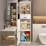 욕실 수납장 욕실 다층 선반 바닥형 변기 방수 세탁기 측면 좁은 캐비닛 수납장 - 이미지 2