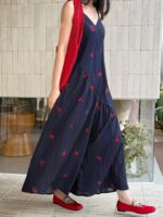 코튼 실크 파자마 여성 봄 가을 여름 얇은 서스펜더 양방향 롱 스커트 점프수트 홀리데이 스타일 고급 스커트 바지로 착용 가능 - 이미지 4