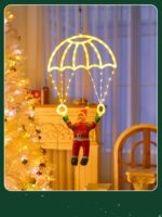 크리스마스 장식 조명 사다리 산타클로스 인형 낙하산 창문 문 걸이 파티 하우스 장식 조명 - 이미지 2