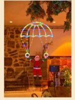 크리스마스 장식 조명 사다리 산타클로스 인형 낙하산 창문 문 걸이 파티 하우스 장식 조명 - 이미지 3