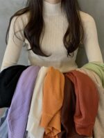 여성용 블랙 니트 바텀 셔츠 2025 가을 신상 슬림핏 하프 터틀넥 가을 스웨터 이너웨어 - 이미지 4