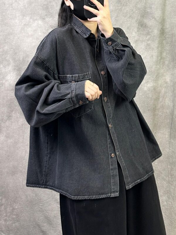 오리지널 레트로 재킷 가을 2025 새로운 데님 셔츠 여성 가볍고 고급스러운 고급 기질 느슨한 큰 사이즈 캐주얼