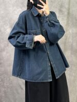 오리지널 레트로 재킷 가을 2025 새로운 데님 셔츠 여성 가볍고 고급스러운 고급 기질 느슨한 큰 사이즈 캐주얼 - 이미지 2