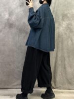 오리지널 레트로 재킷 가을 2025 새로운 데님 셔츠 여성 가볍고 고급스러운 고급 기질 느슨한 큰 사이즈 캐주얼 - 이미지 4