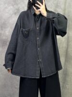 오리지널 레트로 재킷 가을 2025 새로운 데님 셔츠 여성 가볍고 고급스러운 고급 기질 느슨한 큰 사이즈 캐주얼 - 이미지 5
