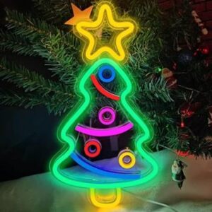 크리스마스 분위기 장식 LED 발광 그물 빨간색 장식품 네온 벨 눈사람 조명 표지판 사용자 정의 가능