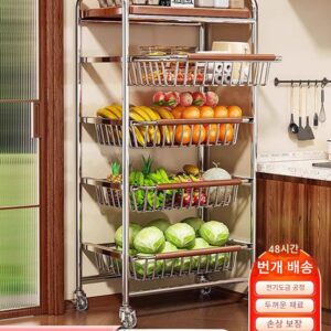 앤틱 주방 트롤리 랙 다기능 과일 및 야채 바구니 간식 ​​다층 풀아웃 이동식 보관함