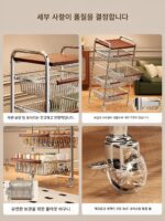 앤틱 주방 트롤리 랙 다기능 과일 및 야채 바구니 간식 ​​다층 풀아웃 이동식 보관함 - 이미지 2