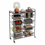 중고 소형 카트 거실 이동식 간식 보관 선반 가정용 너도밤나무 보관 바구니 주방 선반 공장 직접 판매 - 이미지 5