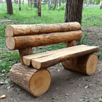 견고한 통나무 스타일 공원 캠핑용 나무 긴 의자 홈스테이 안뜰 야외 의자 방부 처리된 나무 등받이 긴 의자 - 이미지 3