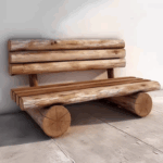 견고한 통나무 스타일 공원 캠핑용 나무 긴 의자 홈스테이 안뜰 야외 의자 방부 처리된 나무 등받이 긴 의자 - 이미지 4