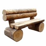 견고한 통나무 스타일 공원 캠핑용 나무 긴 의자 홈스테이 안뜰 야외 의자 방부 처리된 나무 등받이 긴 의자 - 이미지 5