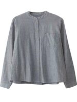 2025년 봄 가을 신상품 패션 심플 스트라이프 코튼 긴팔 셔츠 여성용 루즈 슬림 기질 캐주얼 상의 - 이미지 5