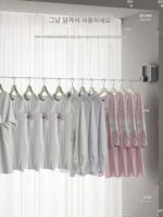 보이지 않는 빨랫줄 호텔 실내 및 실외 펀치 없는 발코니 욕실 옷 건조대 망원형 랙 이불 건조 - 이미지 2