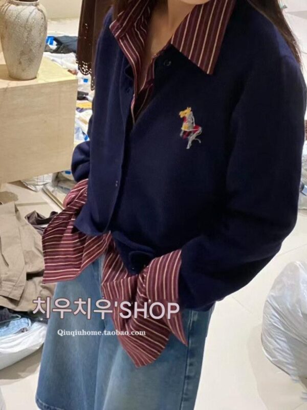 [재고] 2025 가을 패션 라운드넥 싱글브레스트 태슬 포니 루즈 롱슬리브 니트 가디건 Y686