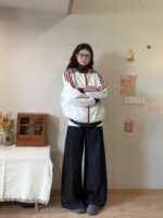 미국 레트로 3바 스티칭 콘트라스트 컬러 스탠드 칼라 재킷 남녀 가을 트렌드 브랜드 커플 캐주얼 스포츠 코트 트렌드 - 이미지 4