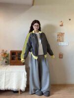 미국 레트로 3바 스티칭 콘트라스트 컬러 스탠드 칼라 재킷 남녀 가을 트렌드 브랜드 커플 캐주얼 스포츠 코트 트렌드 - 이미지 5