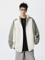 패션 브랜드 양면 재킷 남성 가을 미국 스타일 스플라이싱 콘트라스트 컬러 후드 재킷 바이브 아웃도어 방풍 등산 재킷 - 이미지 2