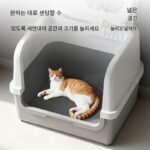 창거바오 초대형 완전 밀폐형 고양이용 변기통 방수 및 방취 고양이 변기 상단 개방형 메인쿤 변기 용품 - 이미지 2