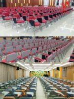 독서도서관 교육회의의자 접이식 쓰기보드 테이블 사무실 뉴스 회의실 테이블과 의자 통합의자 - 이미지 4