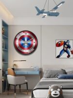 무음 만화 벽시계 어벤져스 캡틴 아메리카 쿼츠 시계 거실 침실 서재 현대식 창의적 시계 - 이미지 2