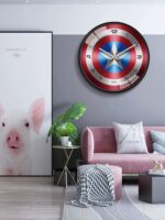 무음 만화 벽시계 어벤져스 캡틴 아메리카 쿼츠 시계 거실 침실 서재 현대식 창의적 시계 - 이미지 4