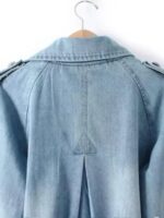 봄, 가을 얇은 플러스 사이즈 여성 한국 스타일 핫 바람 인형 칼라 느슨한 케이프 윈드 브레이커 3/4 소매 짧은 데님 재킷 여성 - 이미지 2