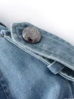 봄, 가을 얇은 플러스 사이즈 여성 한국 스타일 핫 바람 인형 칼라 느슨한 케이프 윈드 브레이커 3/4 소매 짧은 데님 재킷 여성 - 이미지 3