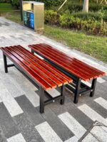 욕실 탈의실 벤치 견고한 원목 벤치 직원 신발 벤치 체육관 코트 휴식 벤치 야외 벤치 - 이미지 3