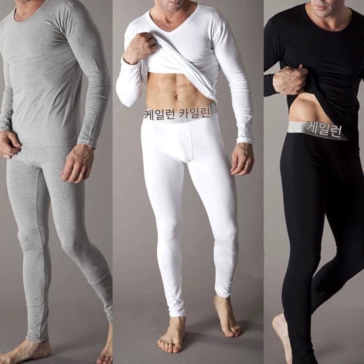 main_565278135766_0 남성용 모달 써멀 속옷 세트, 겨울 V넥, 얇은 순면 써멀 속옷, 흰색 면 스웨터 - 이미지 1