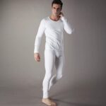 남성용 모달 써멀 속옷 세트, 겨울 V넥, 얇은 순면 써멀 속옷, 흰색 면 스웨터 - 이미지 3