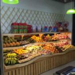 백과원 과일 선반 물결 모양 섬 금전 등록기 과일 저장 선반 슈퍼마켓 신선한 과일과 야채 디스플레이 랙 - 이미지 2