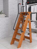 나무 사다리 가정용 견고한 나무 접이식 사다리 두꺼워진 계단 사다리 책장 나무 사다리 맞춤형 등반 계단 - 이미지 3