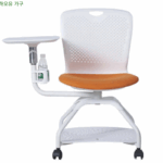 패션 화이트 컨퍼런스 의자, 쓰기 보드 교육 의자, 수납 트레이 풀리, 스마트 교실 학생 책상 의자