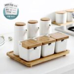 주방 가정용 세라믹 조미료 병 항아리 조미료 상자 기름 병 식초 냄비 간장 냄비 조미료 소금 병 멀티 조합 세트