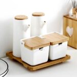 주방 가정용 세라믹 조미료 병 항아리 조미료 상자 기름 병 식초 냄비 간장 냄비 조미료 소금 병 멀티 조합 세트 - 이미지 2