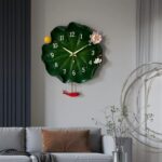 새로운 목가적인 연꽃잎 벽시계 창의적인 조용한 거실 스윙 시계 14인치 흥미로운 빛나는 홈 시계 - 이미지 4