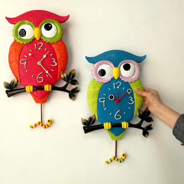 새로운 창의적인 색상 올빼미 벽시계 패션 거실 무음 시계 개성 어린이 방 빛나는 홈 시계