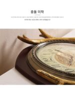 2025 사슴머리 원목 벽시계 북유럽풍 창의적 거실 분위기 미국식 홈 신상 중국식 레트로 석영 시계 - 이미지 4