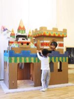 어린이 공예 그린 캐슬 유치원 장난감 놀이집 골판지 상자 실내 집 골판지 텐트 건물