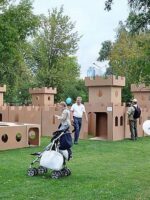 어린이 공예 그린 캐슬 유치원 장난감 놀이집 골판지 상자 실내 집 골판지 텐트 건물 - 이미지 4