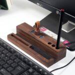 로고 맞춤 선물 견고한 목재 USB3.0 오디오 컴퓨터 허브 스플리터 모바일 폰 태블릿 스탠드 데스크탑 스토리지 - 이미지 2