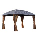 야외 안뜰 알루미늄 합금 부식 방지 앤틱 스타일 가제보, 조립 및 이동 가능 정원 테라스 빌라 페르골라 4코너 파빌리온 - 이미지 5