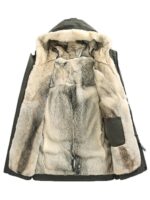 파커 남성 2024년 겨울 중간 길이 코요테 모피 두꺼워진 한국 버전 진짜 가죽과 모피 원피스 나일론 재킷 - 이미지 5