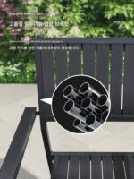 보라색 잎 야외 플라스틱 나무 테이블과 의자 조합 안뜰 정원 야외 식탁 야외 테라스 시골 마당 레저 테이블과 의자 - 이미지 3