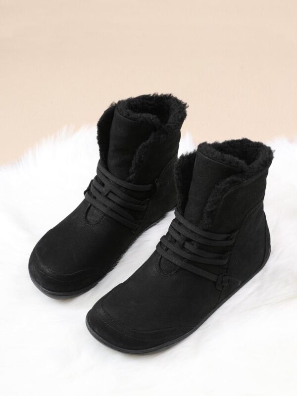 여성용 스노우 부츠 플러스 벨벳 두꺼워짐 2024 겨울 신상품 따뜻한 울 짧은 배럴 정품 가죽 방수 미끄럼 방지 플랫 바닥 짧은 부츠