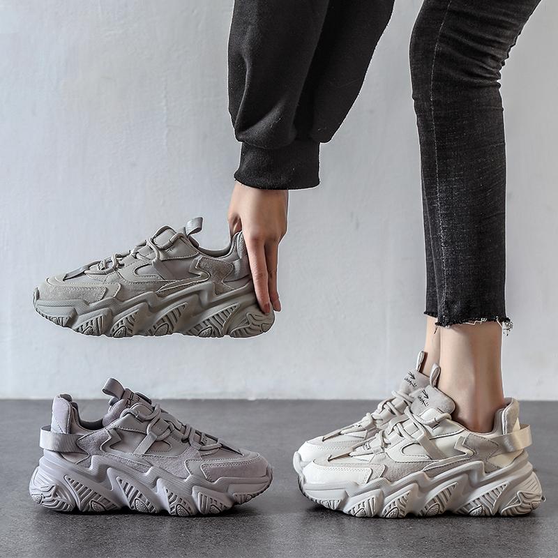 main_636248005958_0 정품 가죽 두꺼운 밑창 아빠 신발 캐주얼 스포츠 신발 2024 가을 새로운 올매치 네트 레드 인 트렌드 키가 작은 발 - 이미지 1