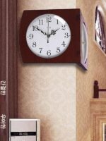 현대적이고 심플한 창의적인 양면 벽시계 거실 시계 벽걸이 패션 홈 양면 나무 코너 석영 시계 - 이미지 5